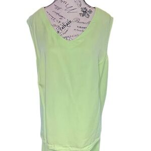 Fresh Produce Sleeveless V-Neck Lime Green Tank Top Size 3X